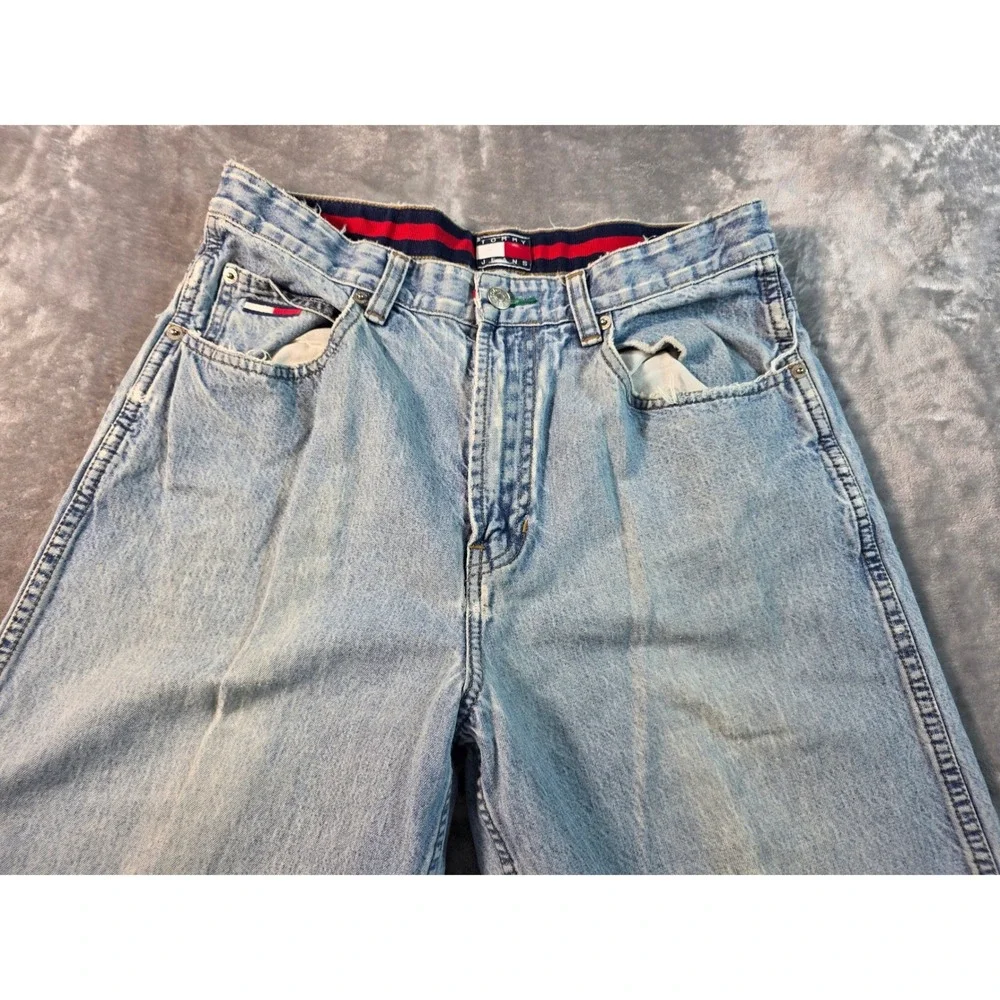 Vtg Y2K Tommy‎ Jeans Distressed Carpenter Denim  Mens 30x32 Light Wash